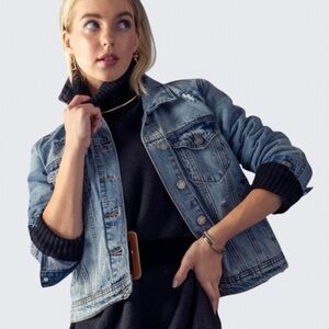 Distressed Vintage Inspired Denim Trucker Jacket